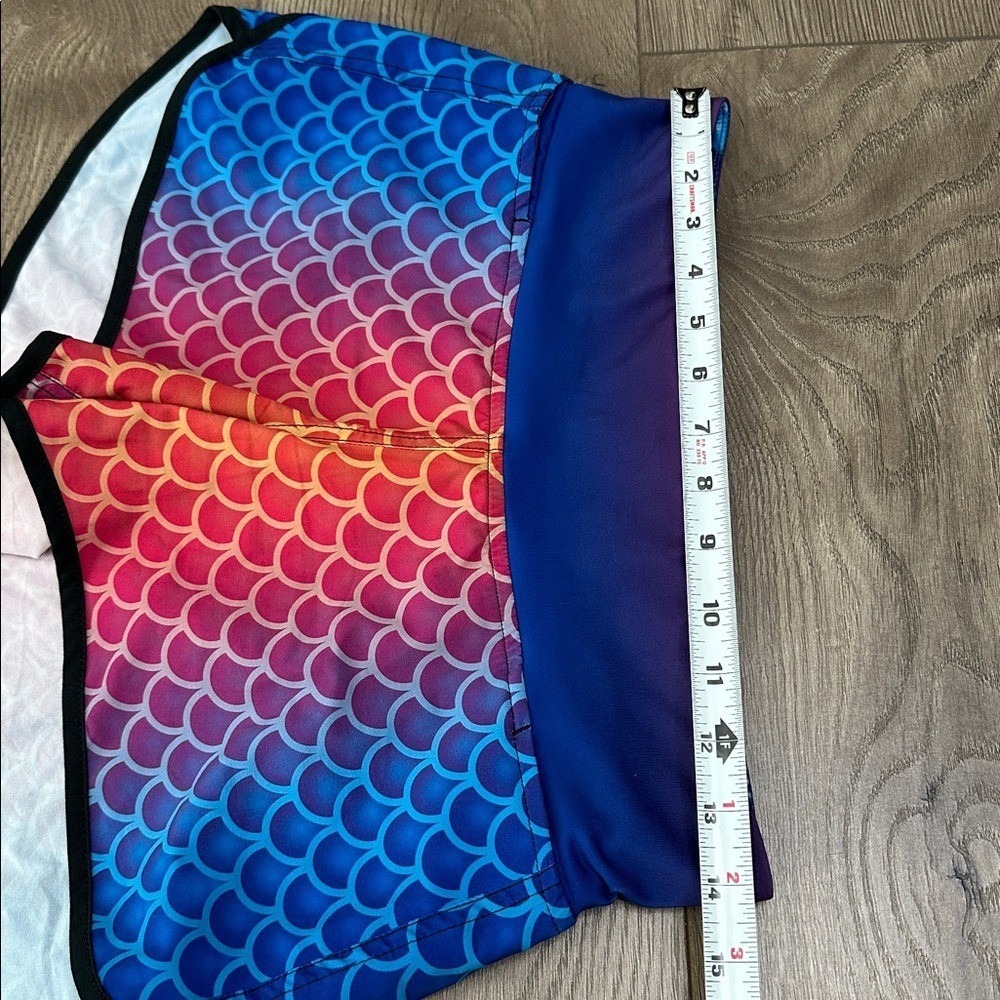 INKnBURN Mermaid Scale Performance Lined Running Shorts Blue Red Size 6 - Picture 10 of 13